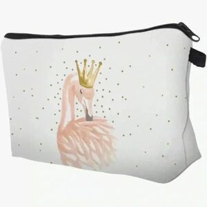 Travel White Pink Flamingo Toiletry Bag Makeup Pouch